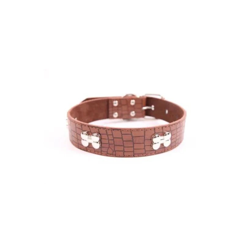 Coleira Cães The Pets Luxo Couro Croco GG