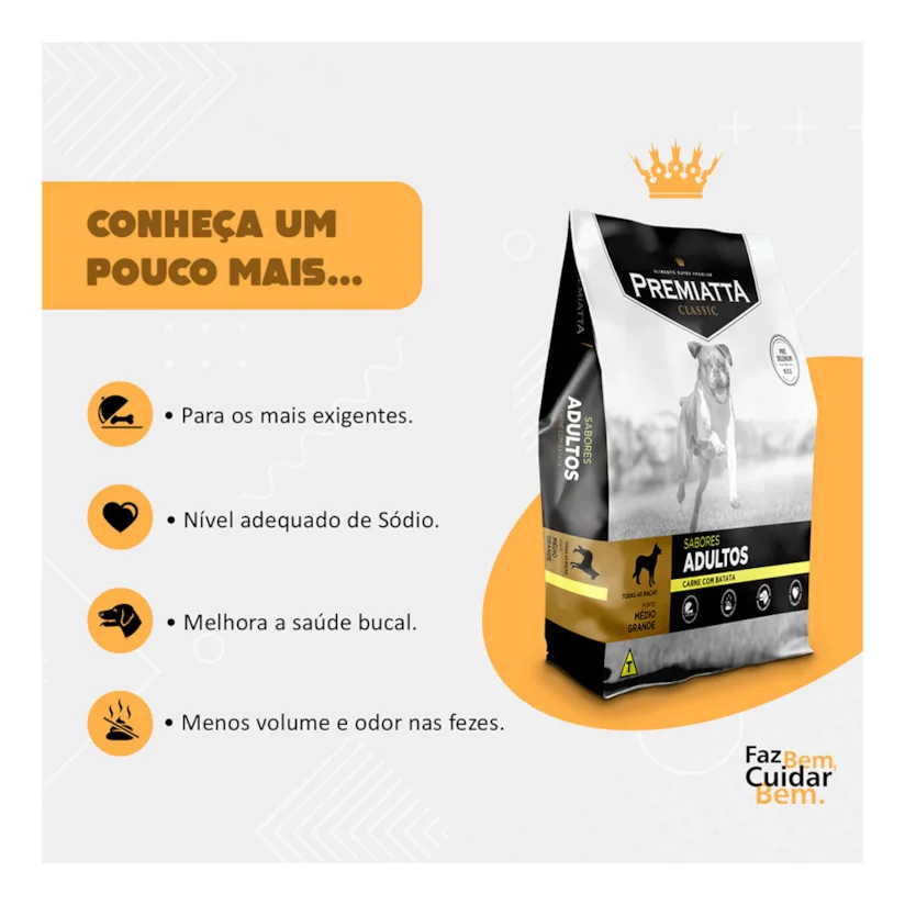 Ração Premiatta Cães Classic Adultos Carne /Batata 15kg
