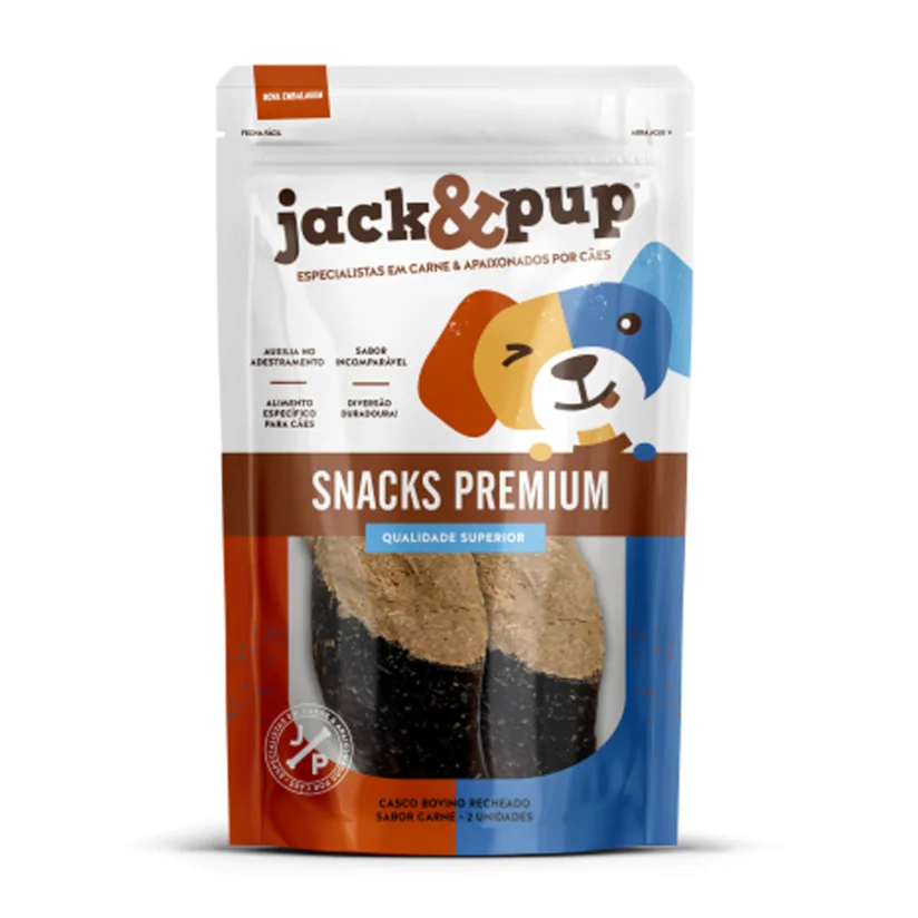 Petisco para Cães Casco Bovino Recheado Sabor Carne Jack&Pup 2 Unidades