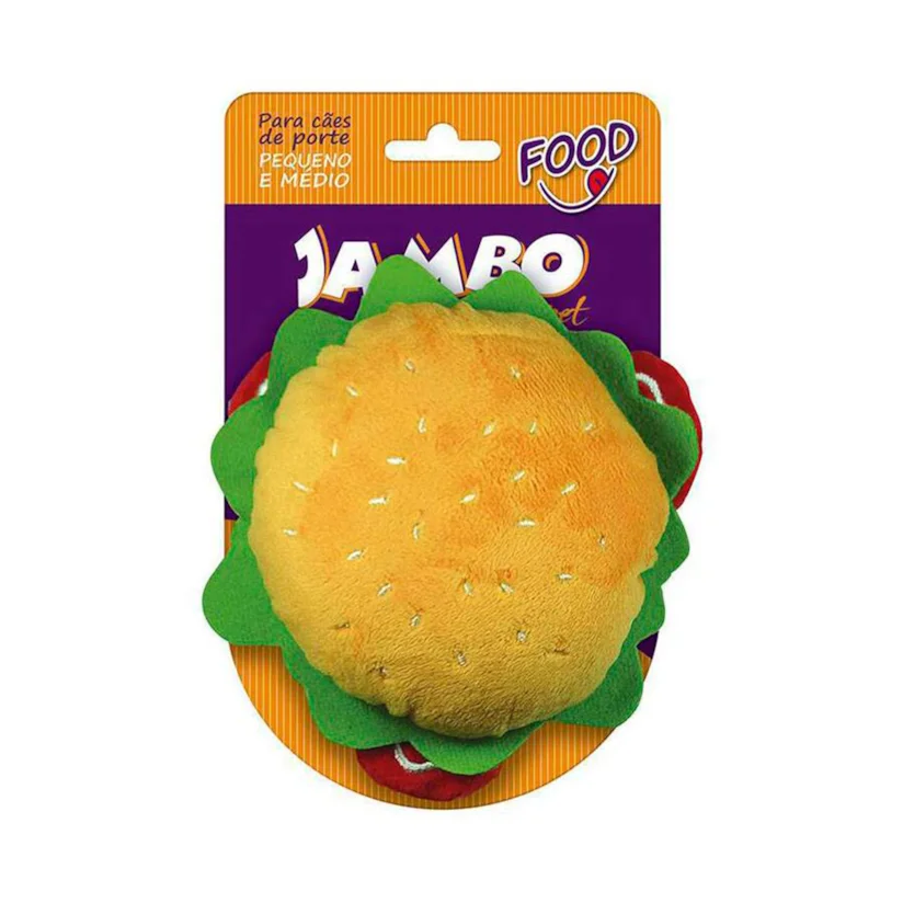 Brinquedo Cães Jambo Mordedor Pelúcia Food Hamburger