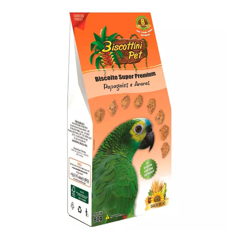 Biscoito Biscottini Pet Para Papagaios Aves Da Mata 80g