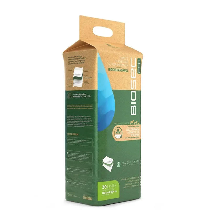 Tapete Higiênico Para Cães Biosec Eco 80x60cm 30 Unidades