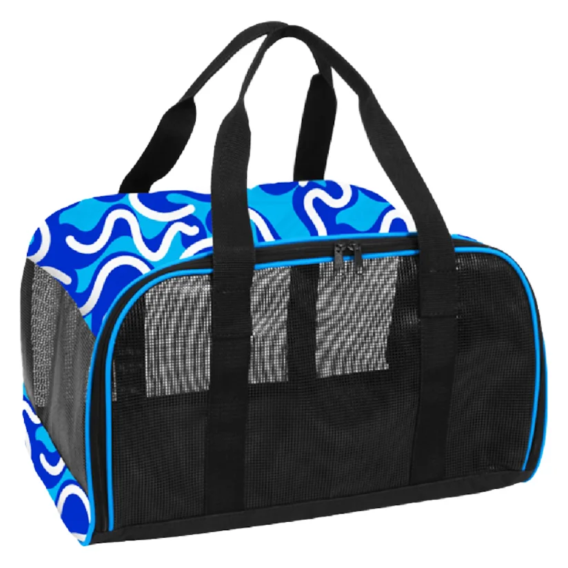 Bolsa de Transporte Saks Cães e Gatos Á Bordo Manual Azul