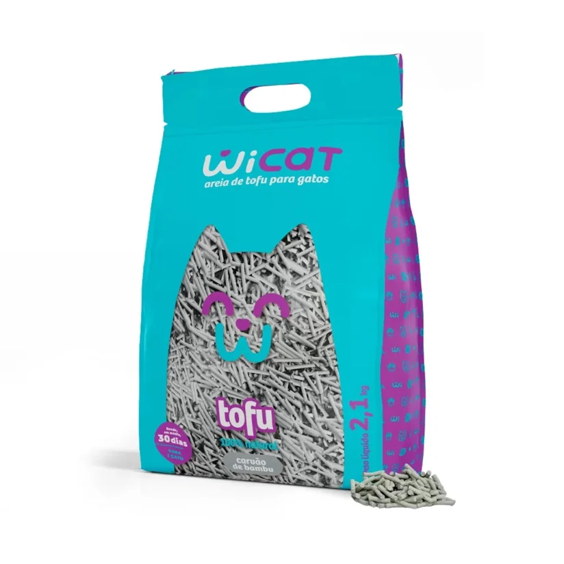 Granulado Higiênico Para Gatos WiCat Tofu Carvão de Bambu 2,1kg