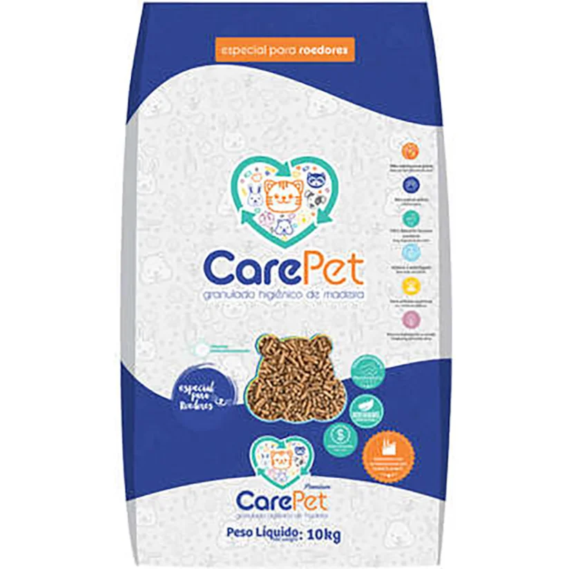 Granulado de Madeira Roedores Carepet Premium Original 10kg