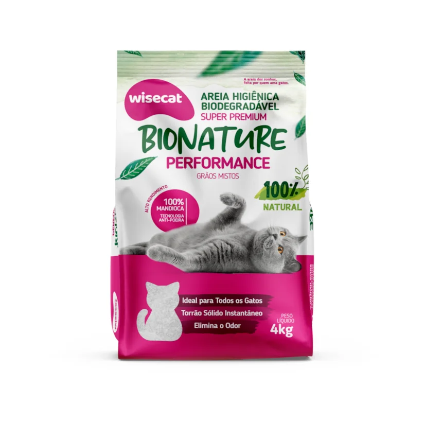 Areia Higiênica para Gatos Bionature Biodegradável Grãos Mistos 4kg