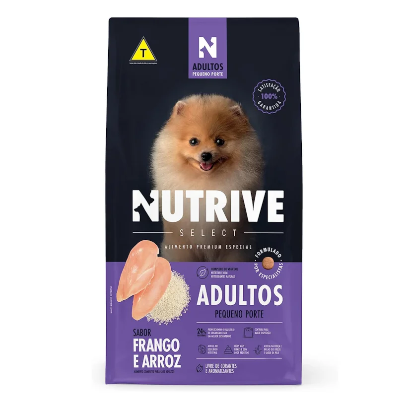 Ração Cães Nutrive Select Adultos Pequeno porte Frango e Arroz 1kg