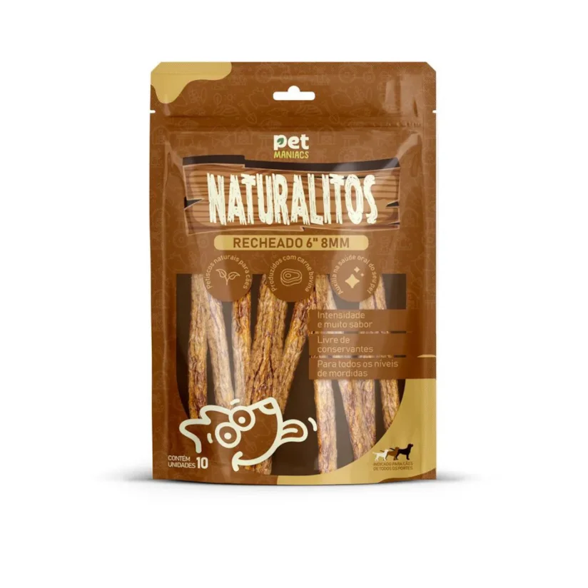 Petisco para Cães Pet Maniacs Naturalitos Recheado 6" 8mm 10 Unidades