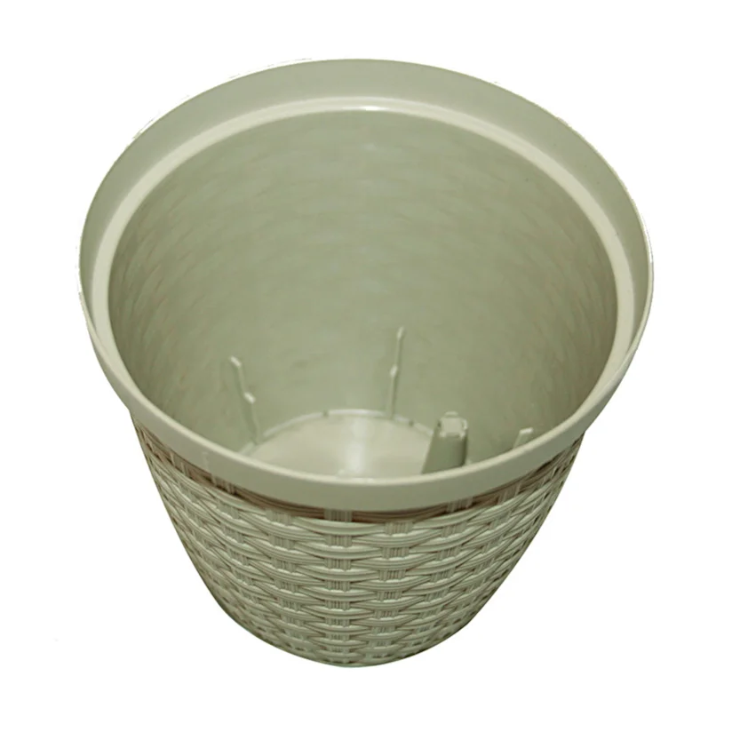 Vaso Cachepô Rattan Cinza Taupe 600ml