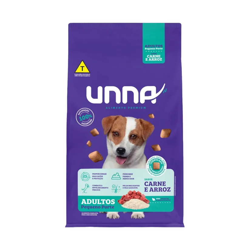 Ração Cães Unna Adulto Pequeno Porte Carne e Arroz 15kg