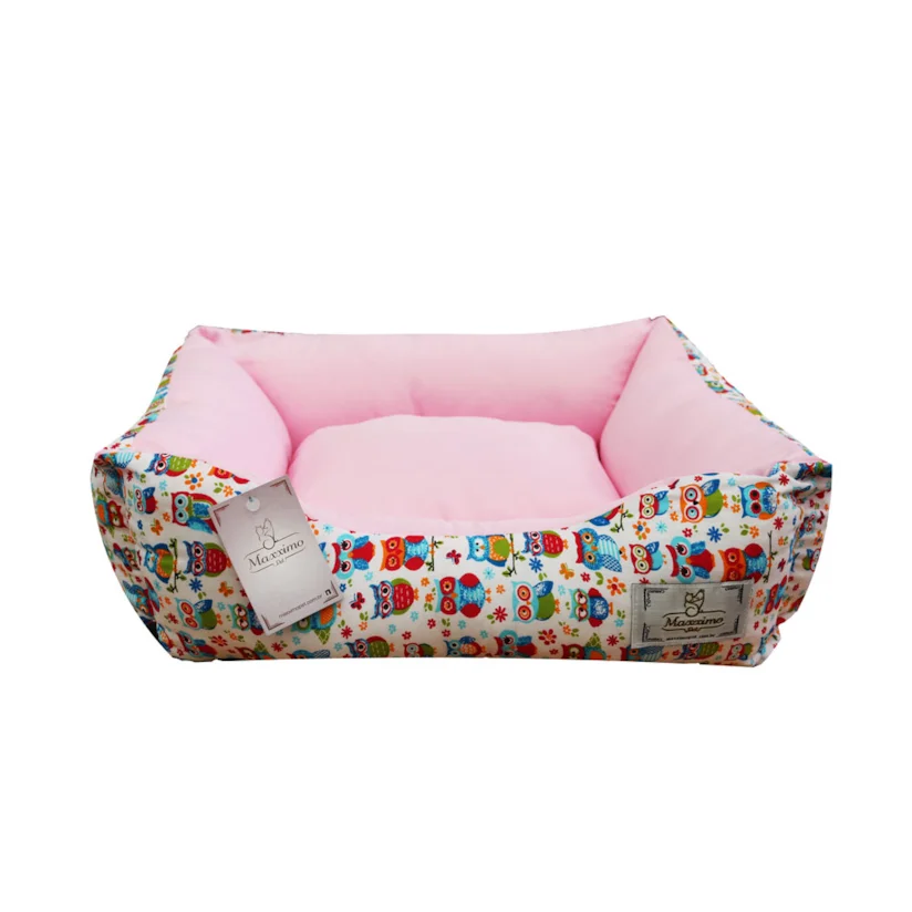 Cama De Tecido Retangular Maxximo Pet Coruja Rosa G
