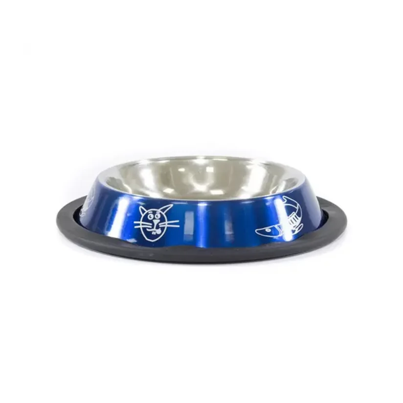 Comedouro Gatos The Pets Inox Laqueado Azul 150ml