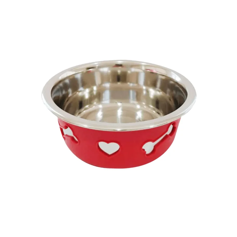 Comedouro Cães The Pets Inox Decorado 3D Vermelho 1350ml