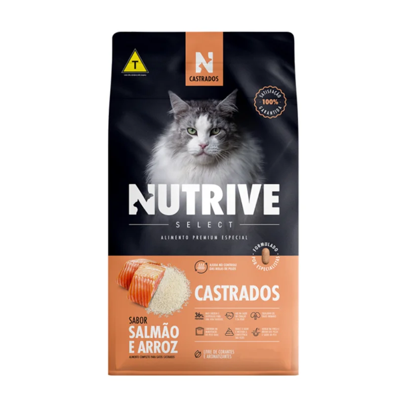 Ração Gatos Nutrive Select Castrados Salmão e Arroz 1kg