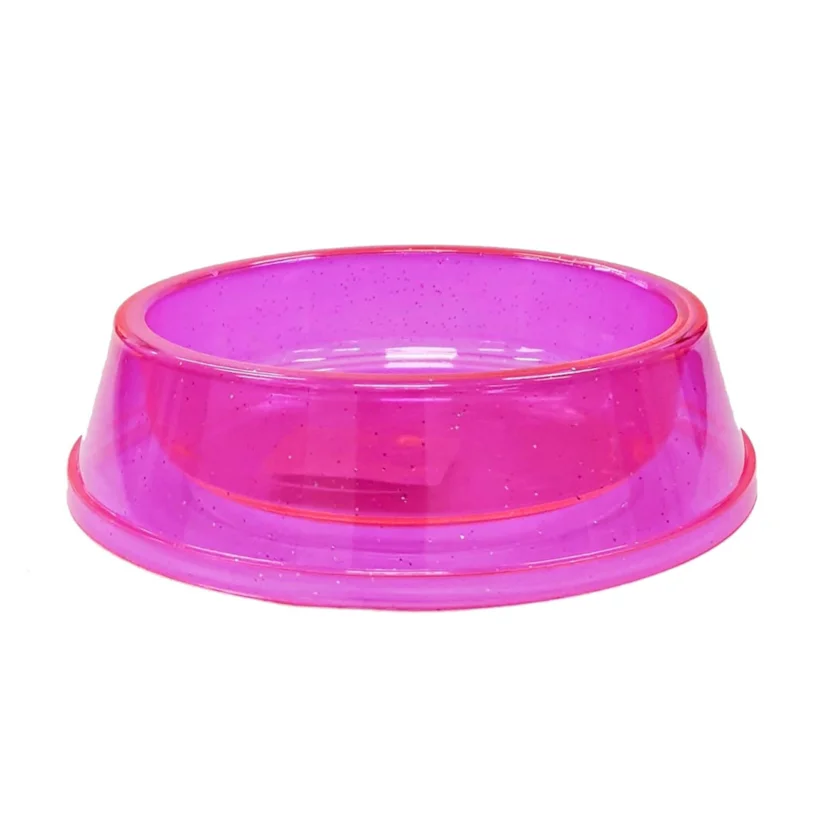 Comedouro Cães Pet Toys Filhote Antiformiga Rosa Transparente Glitter 300ml