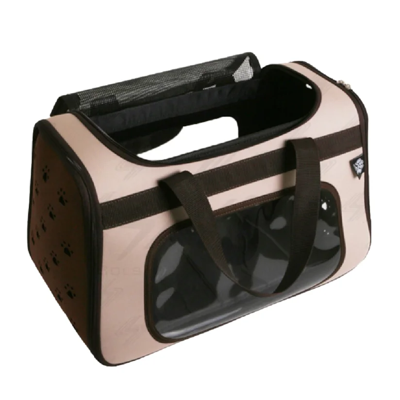 Bolsa de Transporte Saks Cães e Gatos em Eva Bege com Marrom