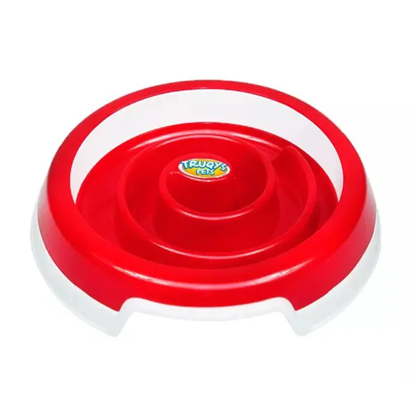 Comedouro Slow Food Vermelho Médio Truqys Pets
