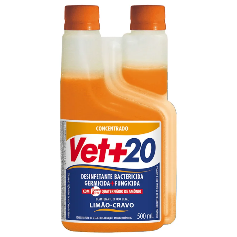 Desinfetante Bactericida Concentrado Vet+20 Limão-Cravo 500ml