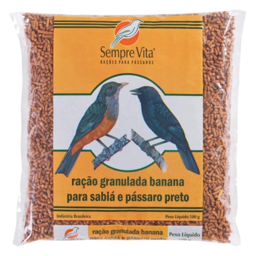 Ração Granulada Para Sabiá e Pássaro Preto Sempre Vita 500g