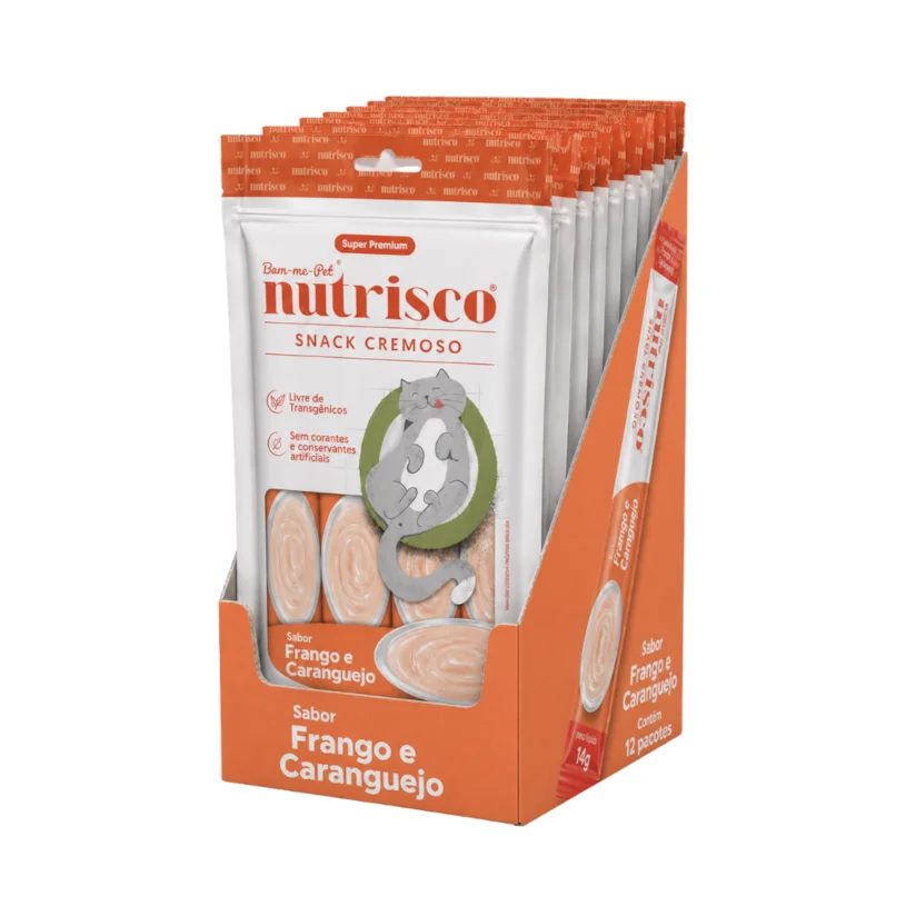Snack Cremoso para Gatos Nutrisco Frango e Caranguejo Caixa com 48 Sachês