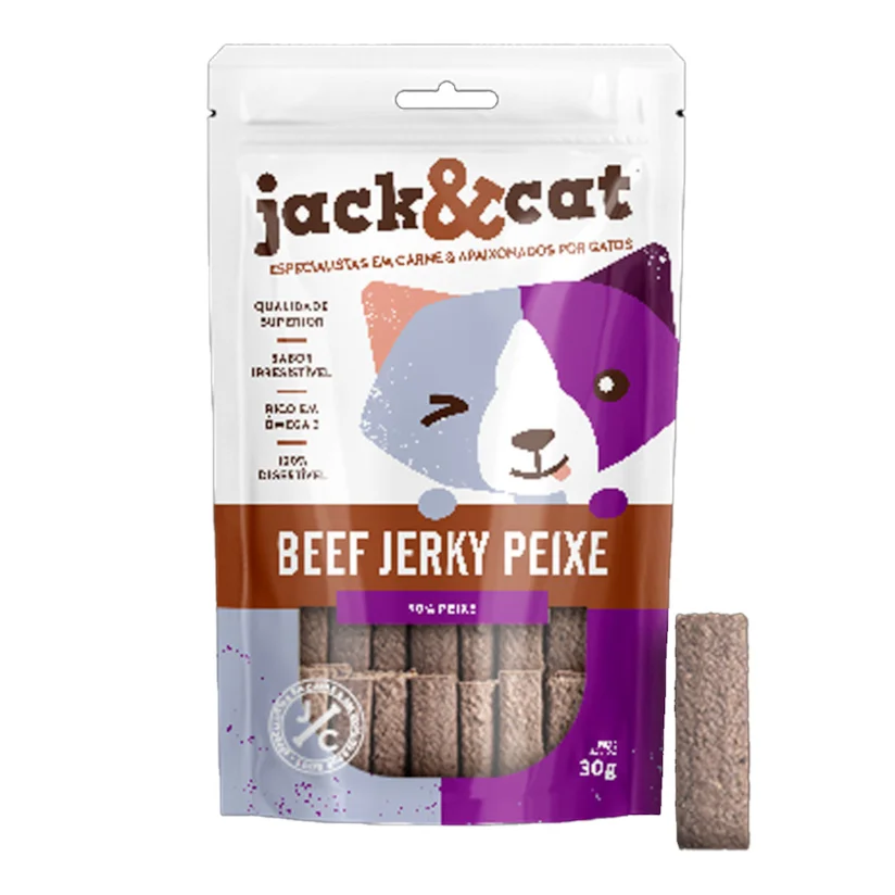 Petisco para Gatos Beef Jerky Peixe Jack&Cat 30g