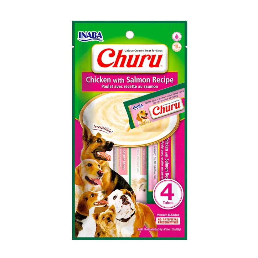 Purê Churu Dog Frango Com Salmão 56g