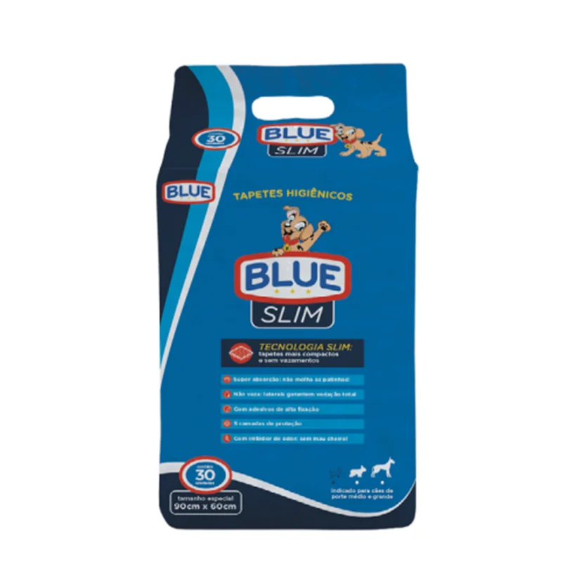 Tapete Higiênico Cães Blue Slim 60x90cm com 30 Unidades
