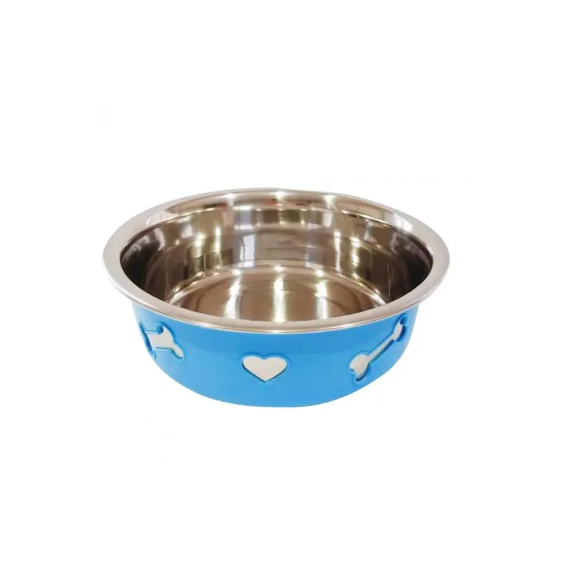 Comedouro Cães The Pets Inox Decorado 3D Azul 1350ml