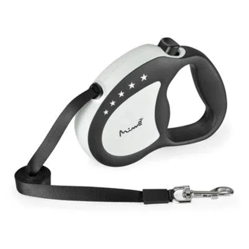 Guia Retrátil Cães Mimo Runner Emborrachada Até 12kg Preto