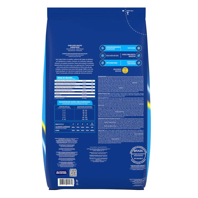 Ração Faro para Gatos Adultos Sabor Peixes 20kg
