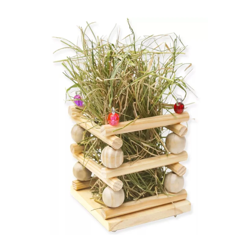 Porta Feno em Madeira Natural Pequeno para Roedores Golden Pets