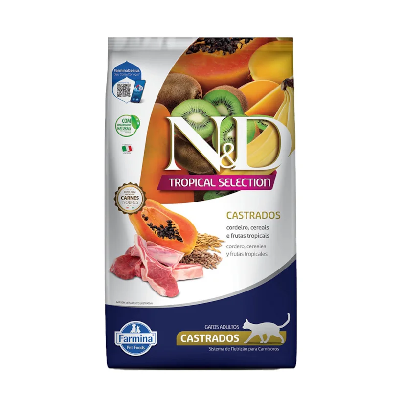 Ração ND Tropical Selection para Gatos Castrados Cordeiro 400g