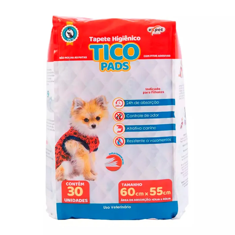 Tapete Higiênico Cães Expet Tico Pads 60X55Cm 30 Unidades