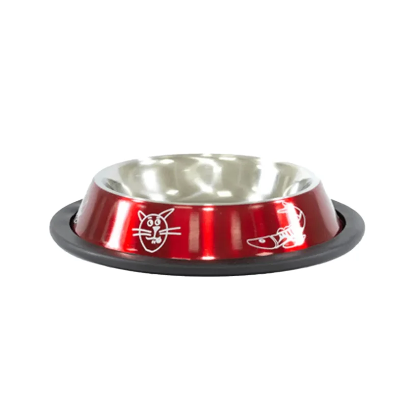 Comedouro Gatos The Pets Inox Laqueado Vermelho 150ml