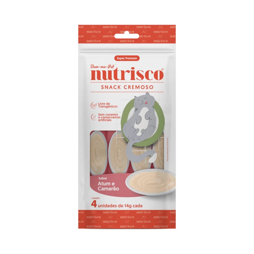 Petisco Para Gatos Snack Cremoso Nutrisco Atum E Camarão 56Gr