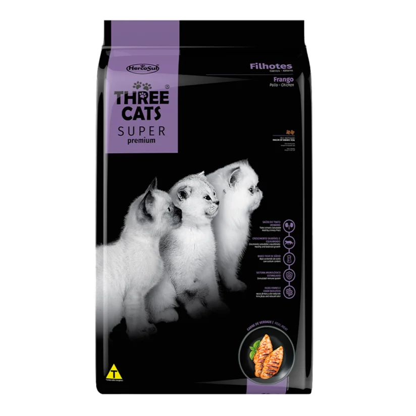 Ração Gatos Three Cats Super Filhotes Frango 500g