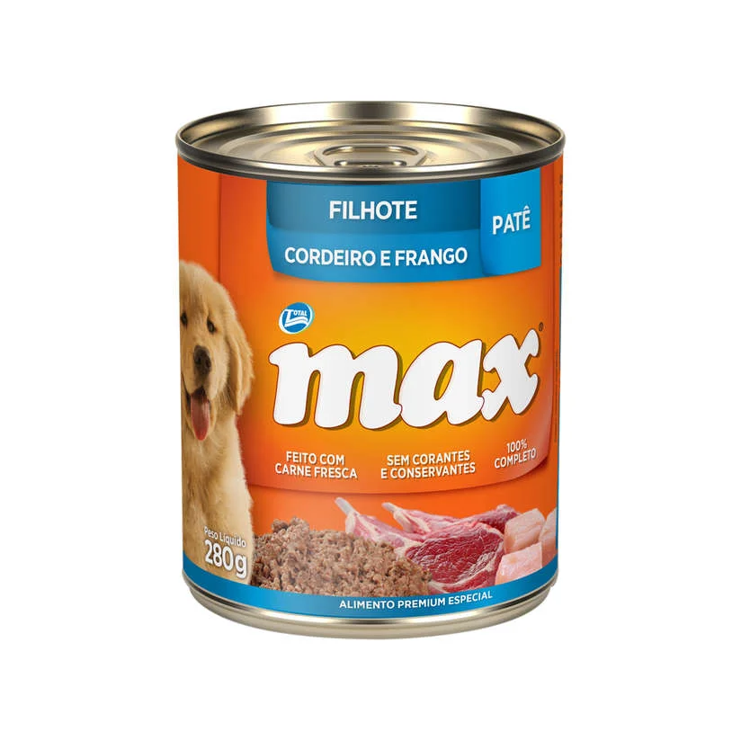 Ração Úmida Total Max Lata Cães Fillhote Cordeiro e Frango 280g
