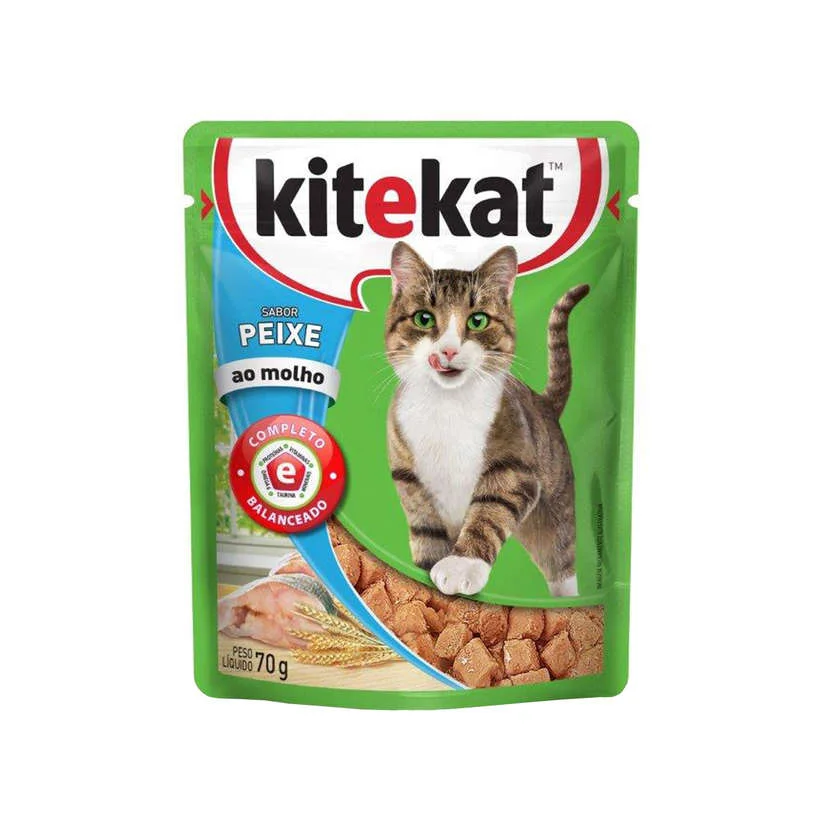 Ração Úmida Kitekat Sachê Gatos Adultos Peixe Sachê 70g