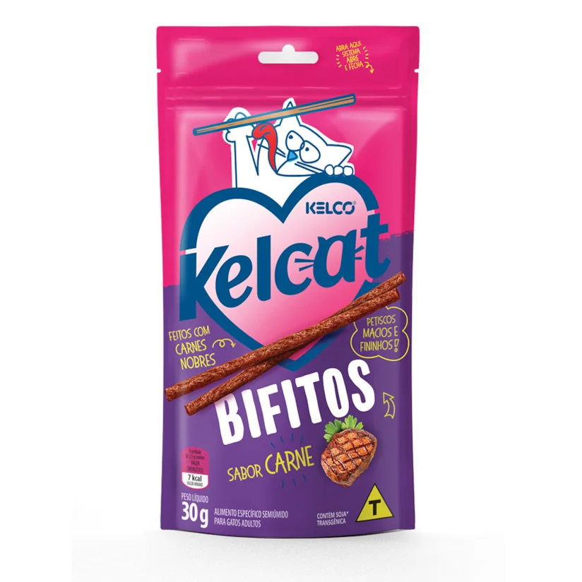 Petisco Kelco Kelcat Bifitos Carne 30g