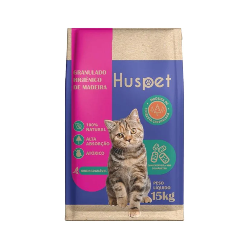 Granulado Higiênico de Madeira Huspet 15kg