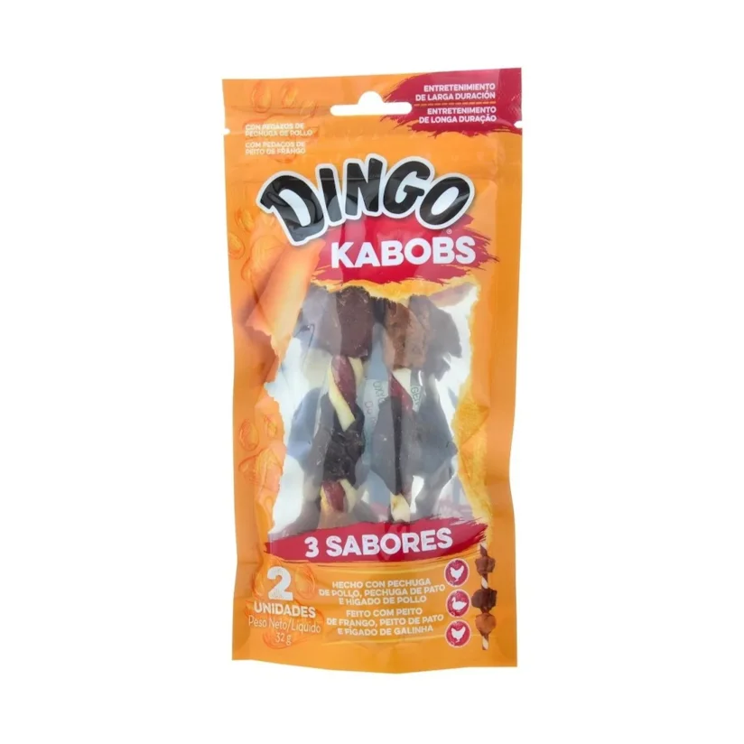 Osso Dingo Cães Triple Flavor Kabobs 2 Unidades