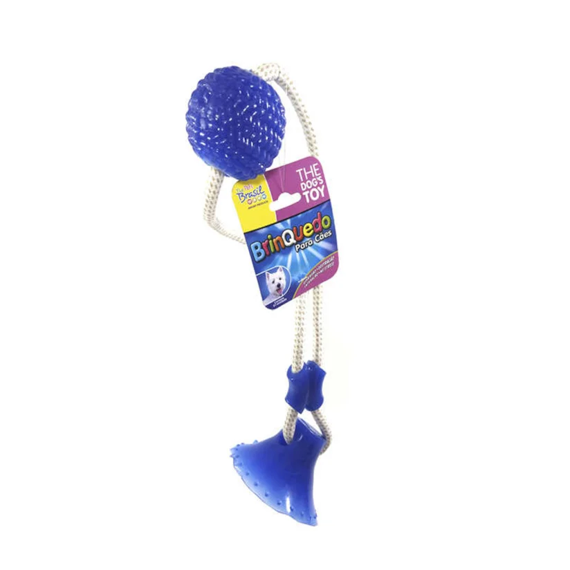 Brinquedo Cães The Pets Mordedor Bola Com Ventosa Azul