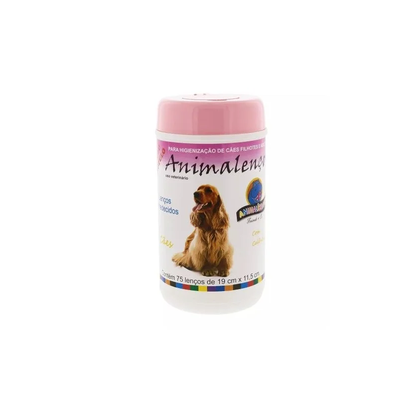 Lenços Umedecidos Cães Animalenco 75 Unidades Rosa