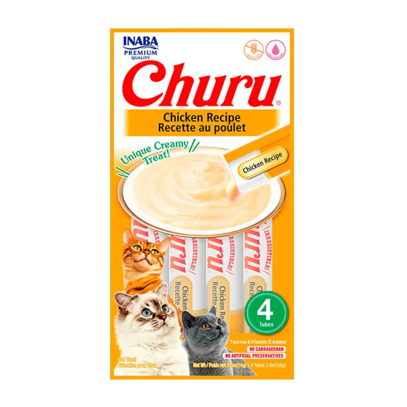 Purê Churu Petisco Cremoso para Gatos Galinha 56g