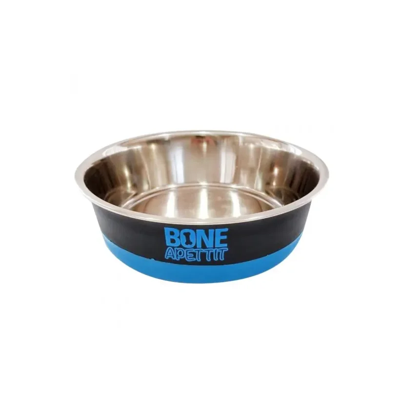 Comedouro Cães The Pets Inox Bone Apettit Azul 850ml